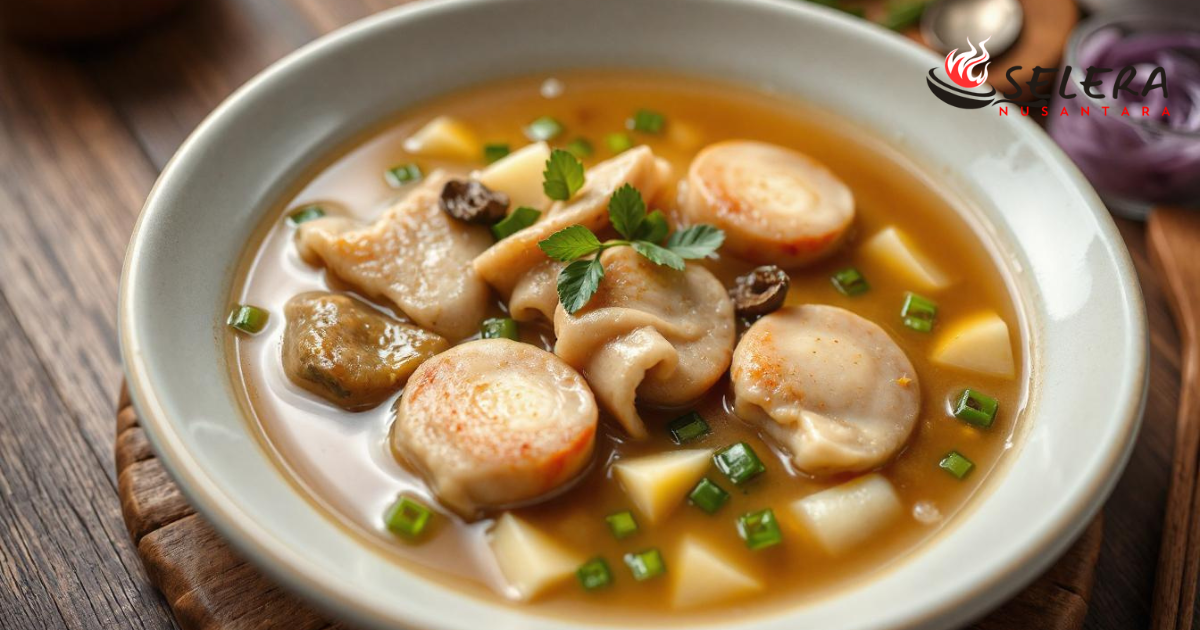 Semangkuk Sop Konro dengan daging empuk dan kuah kaya rempah.